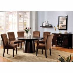 HAVANA ROUND DINING SETS 7PC (TABLE + 6 SIDE CHAIRS Dark Brown) 